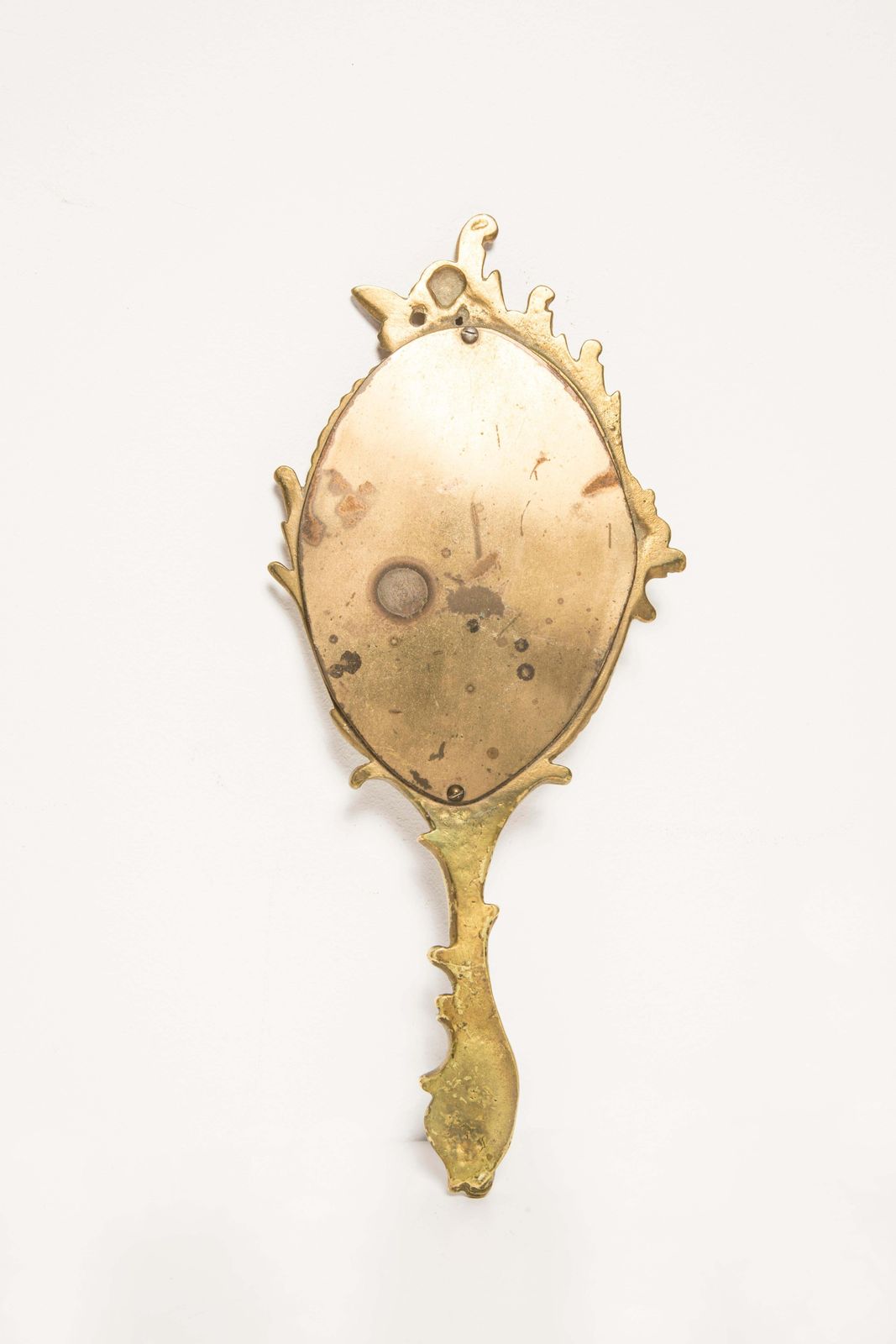 photo furniture Midcentury Vintage Old Gold Mini Mirror With Angels, Italy, 1960s