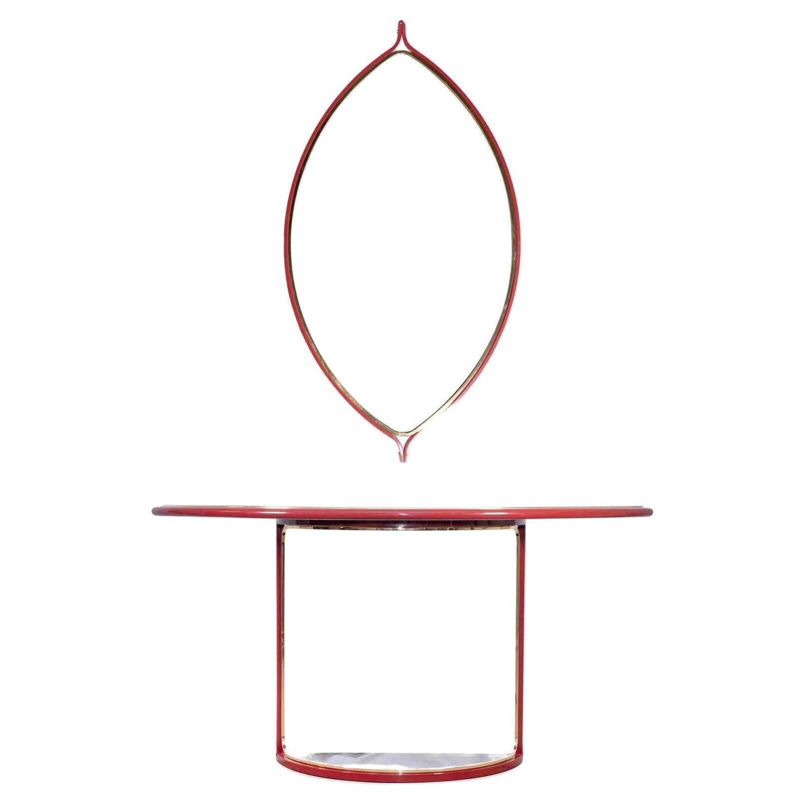 Vintage Consolle With Wall Mirror By Tommaso Barbi, Italy, 1970s