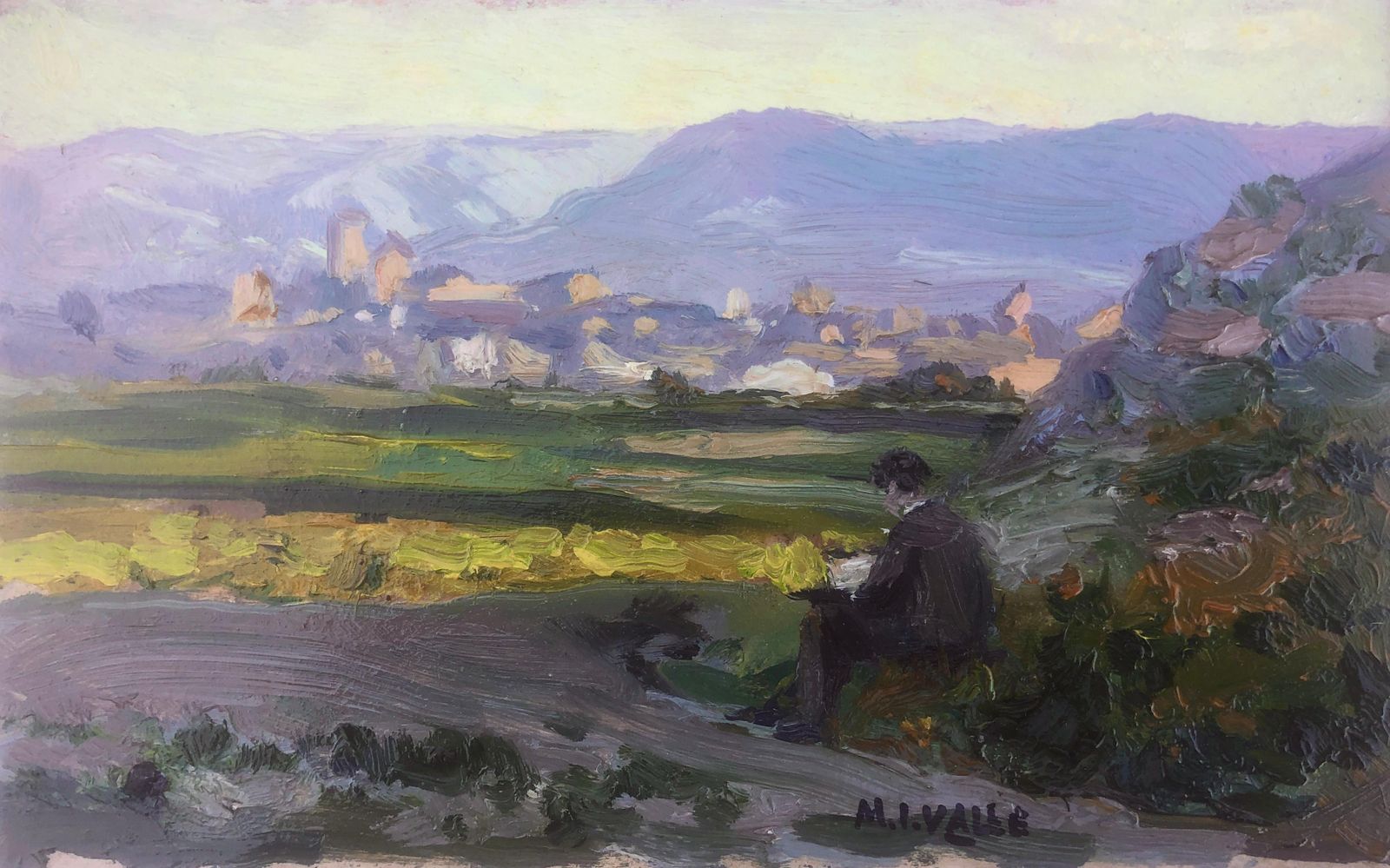 Manuel Isidor Valle Micolau Spanish Landscape Oil On Board Painting Spain Painter C.1925