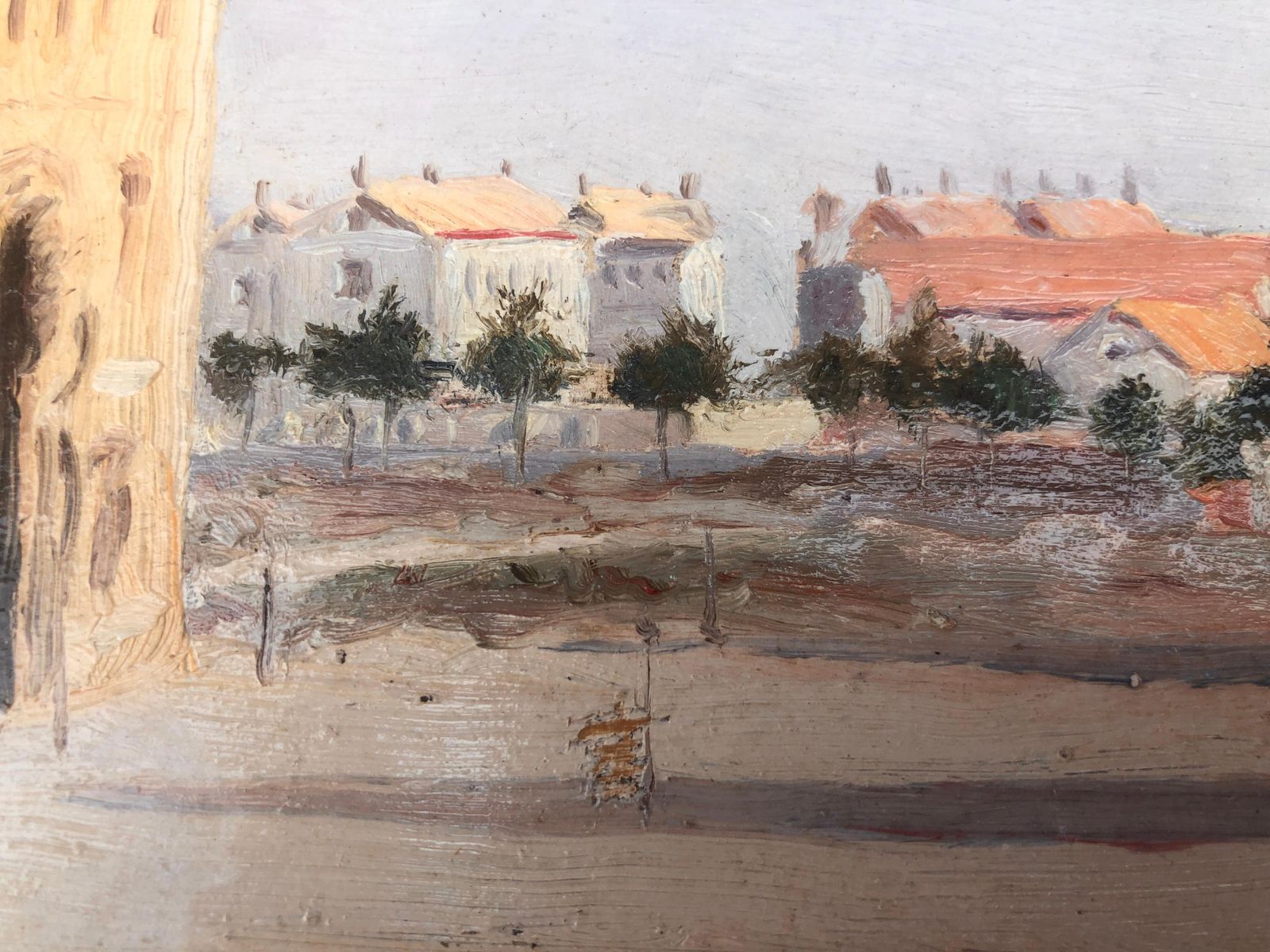 Manuel Isidor Valle Micolau Early 1920s Spanish Village Landscape Oil Painting Mediterranean Plein Air Art photo buy