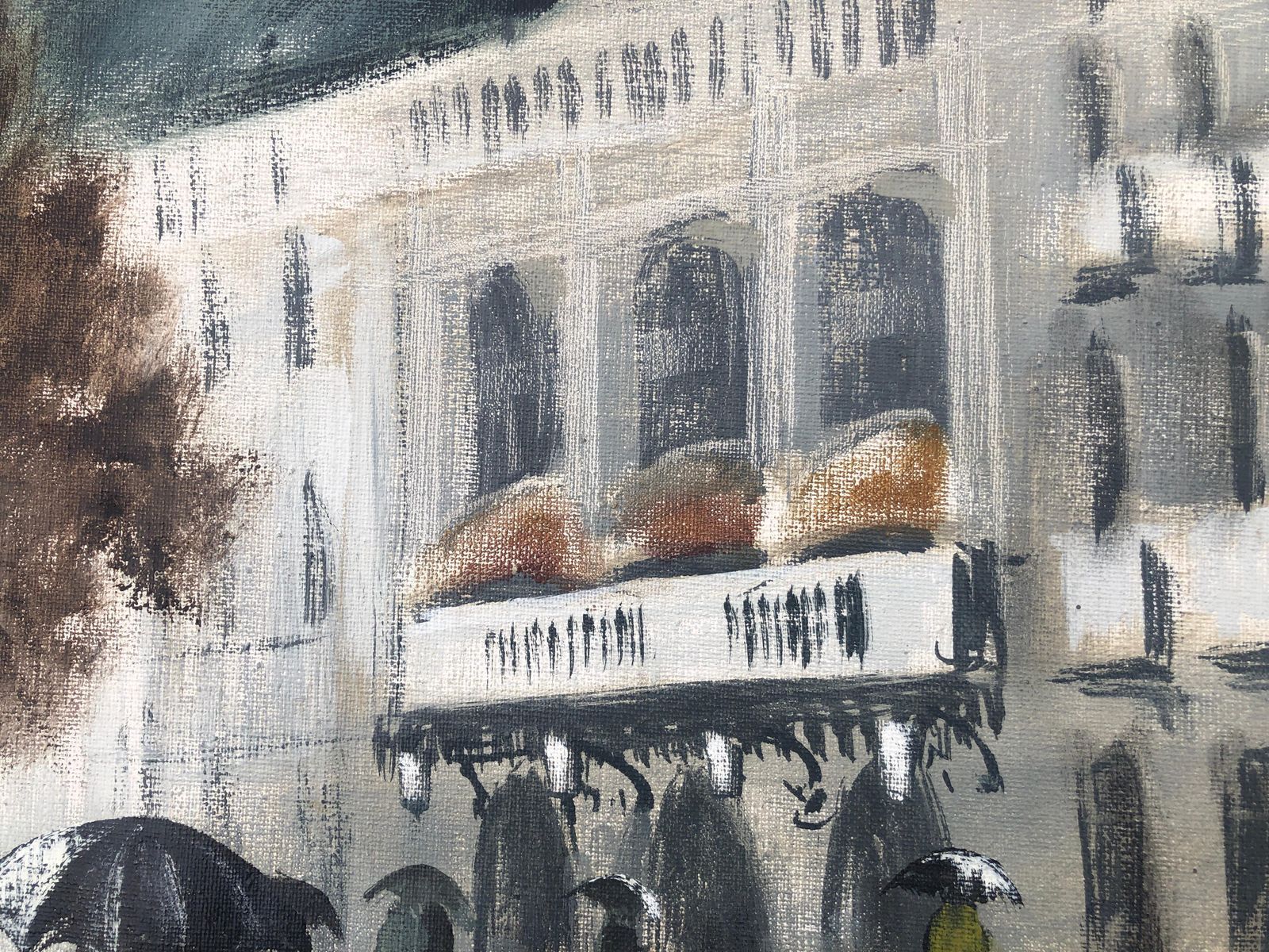 Albert Junyent Quinquer Barcelona Liceo Oil On Canvas Painting Spanish Urbanscape Spain 1956 photo 700.0