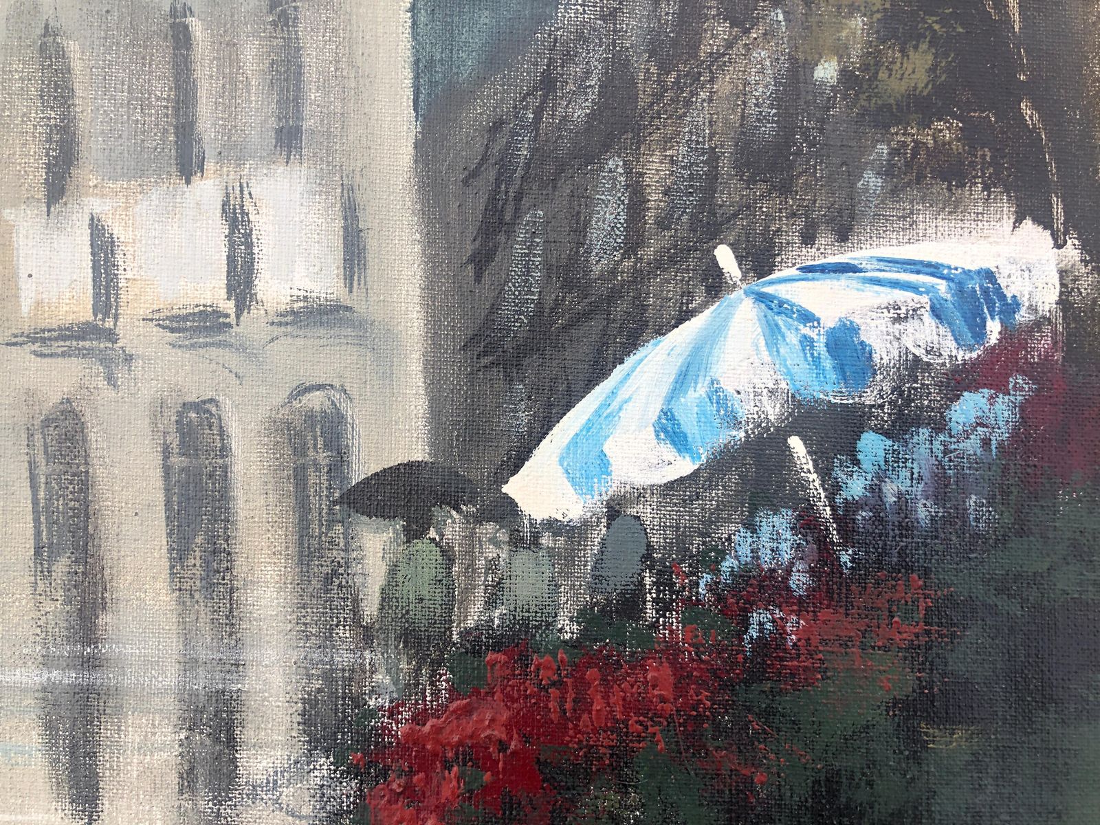 Albert Junyent Quinquer Barcelona Liceo Oil On Canvas Painting Spanish Urbanscape Spain 1956 photo vinterior