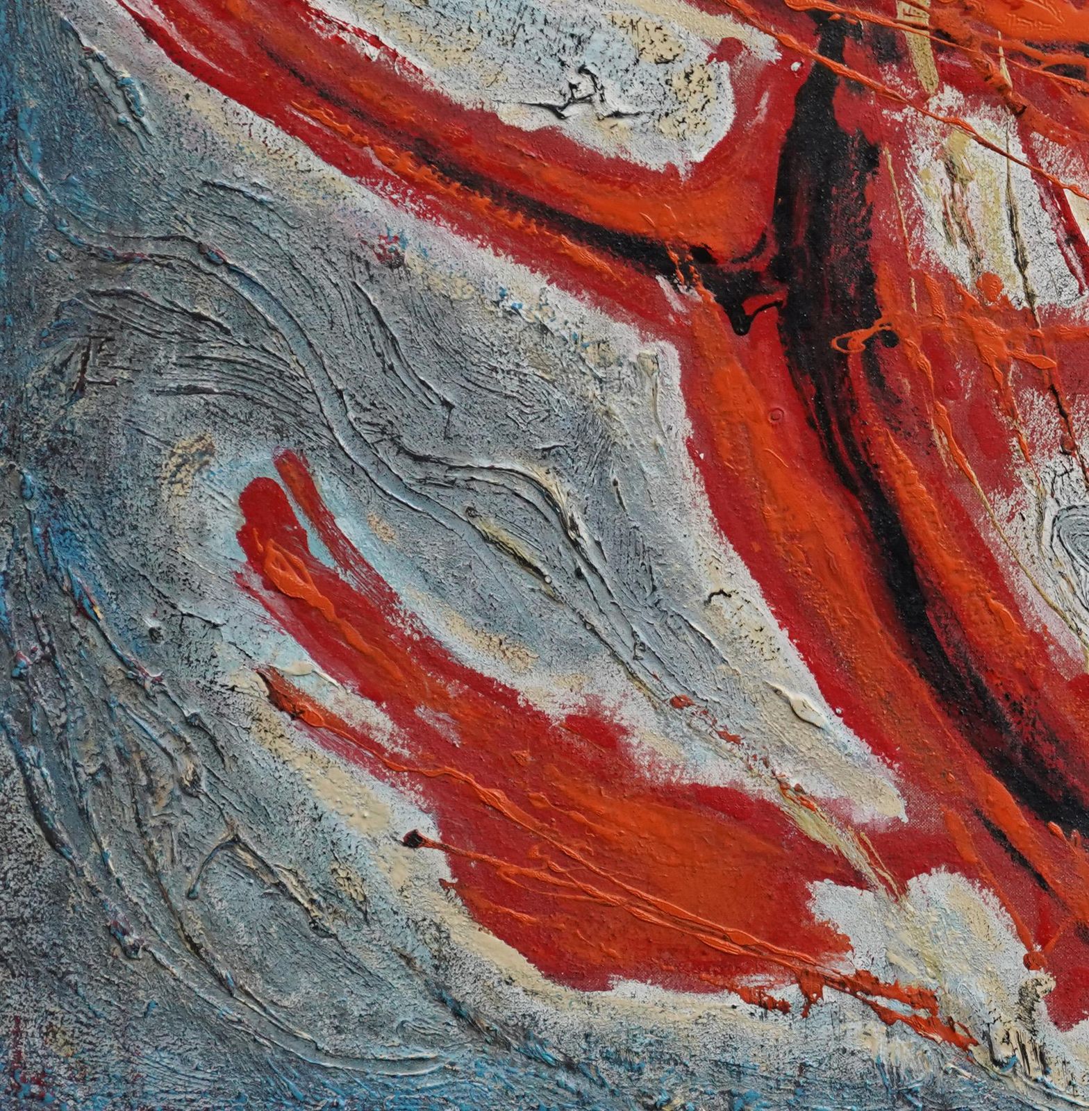 Armando Baldinelliorange Abstract   Italian/South African Sixties Abstract Art Oil Paintingcirca 1960 photo vinterior