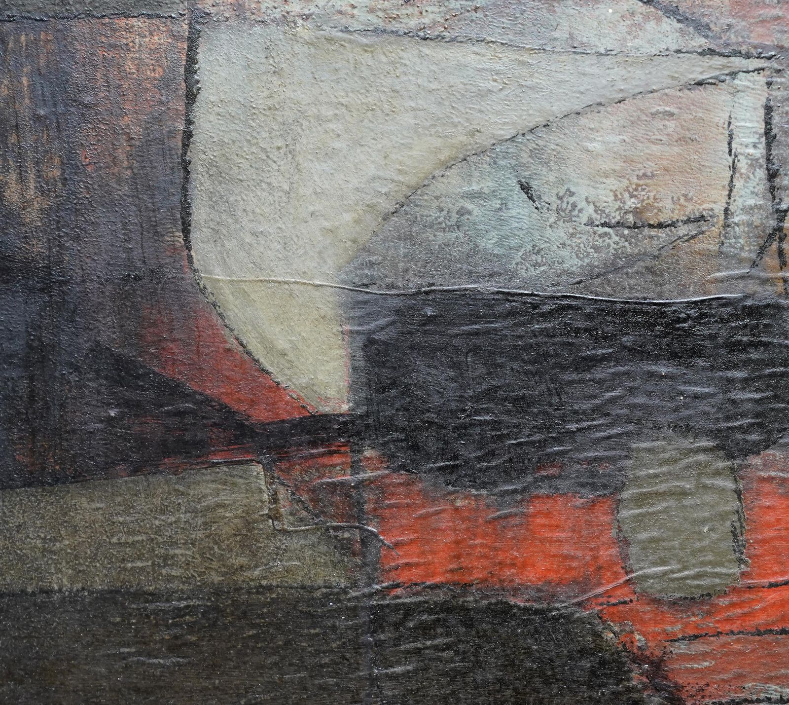 Borge Herman Hansenabstract Composition   Rock Fragment   Danish 1961 Abstract Art Oil Painting1961 photo Art