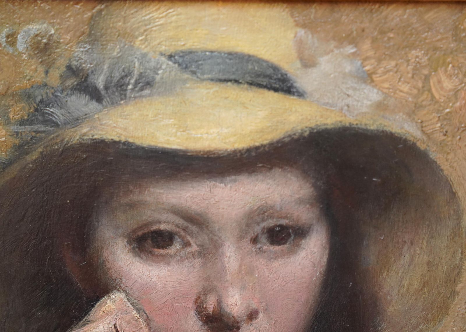 Portrait Of Girl In Straw Hat   British Victorian Art Newlyn School Oil Paintingcirca 1890 photo 3060.0