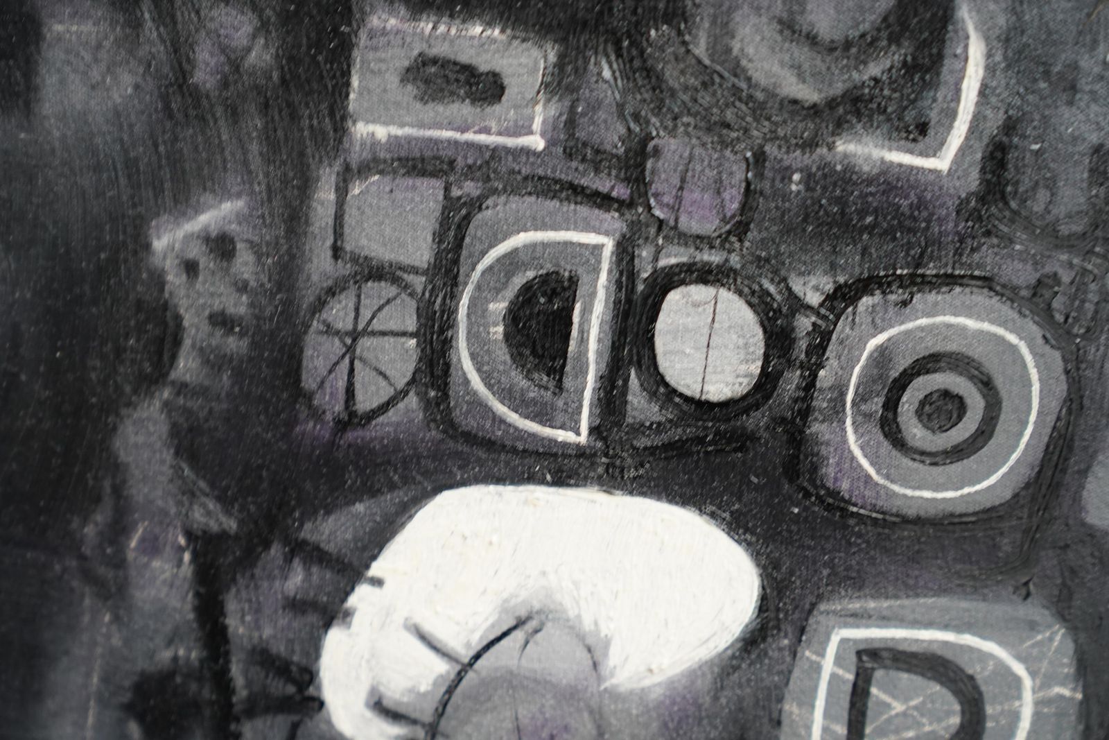 photo furniture Christopher Sturgess Liefmonochrome Abstract 1961   British Sixties Art Abstract Oil Painting Black White1961