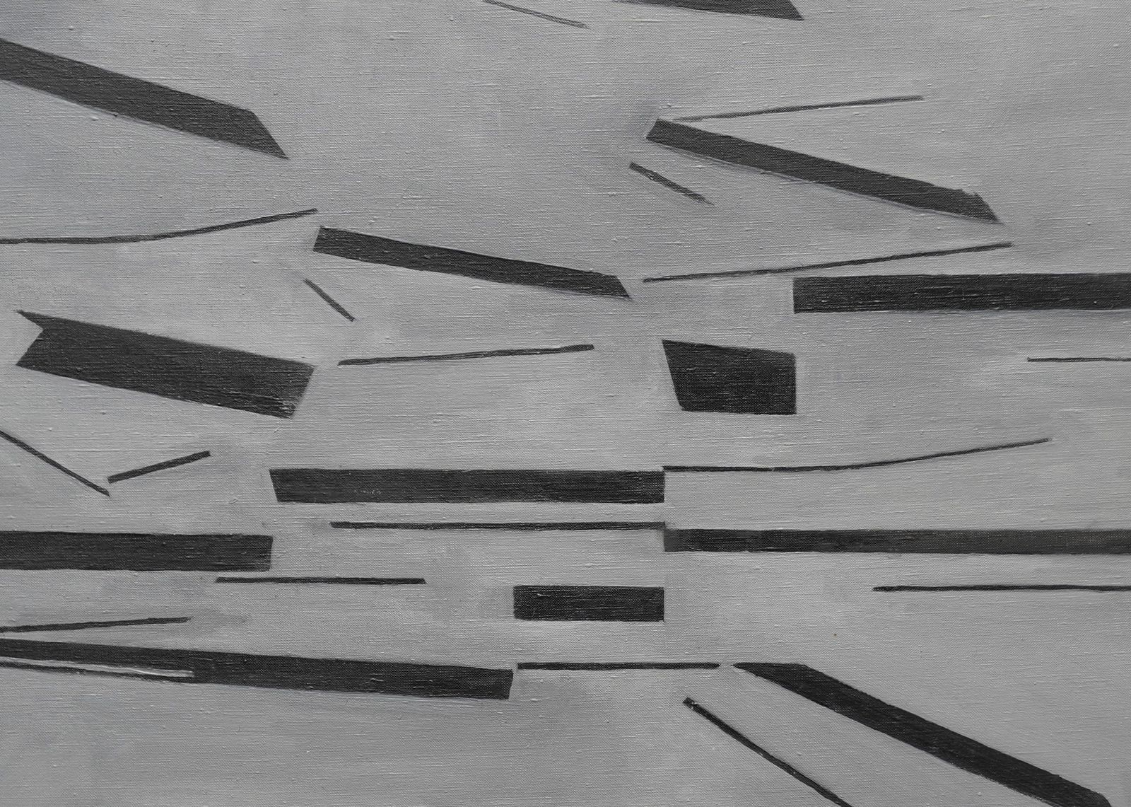 Penelope Ellisblack On Grey Conceptual Abstract   British 60's Conceptual Art Oil Painting1963 photo Art