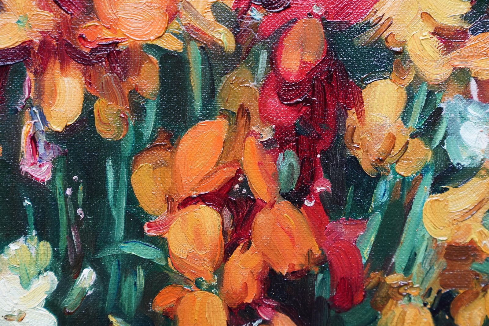 Andrew Lawstill Life Of Wallflowers   Scottish 1920's Exh. Floral Art Flower Oil Paintingcirca 1920 photo vintage