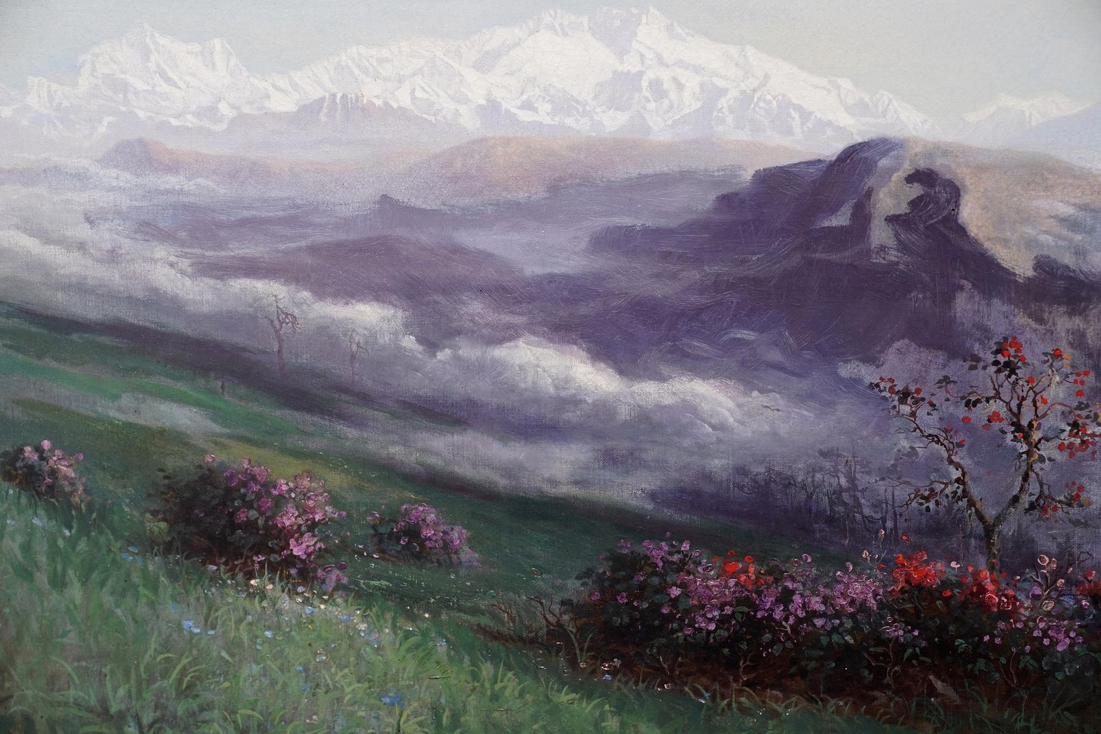 Arthur Severnlandscape With Distant Mountains   British Victorian Art Landscape Oil Painting 1899 photo for sale
