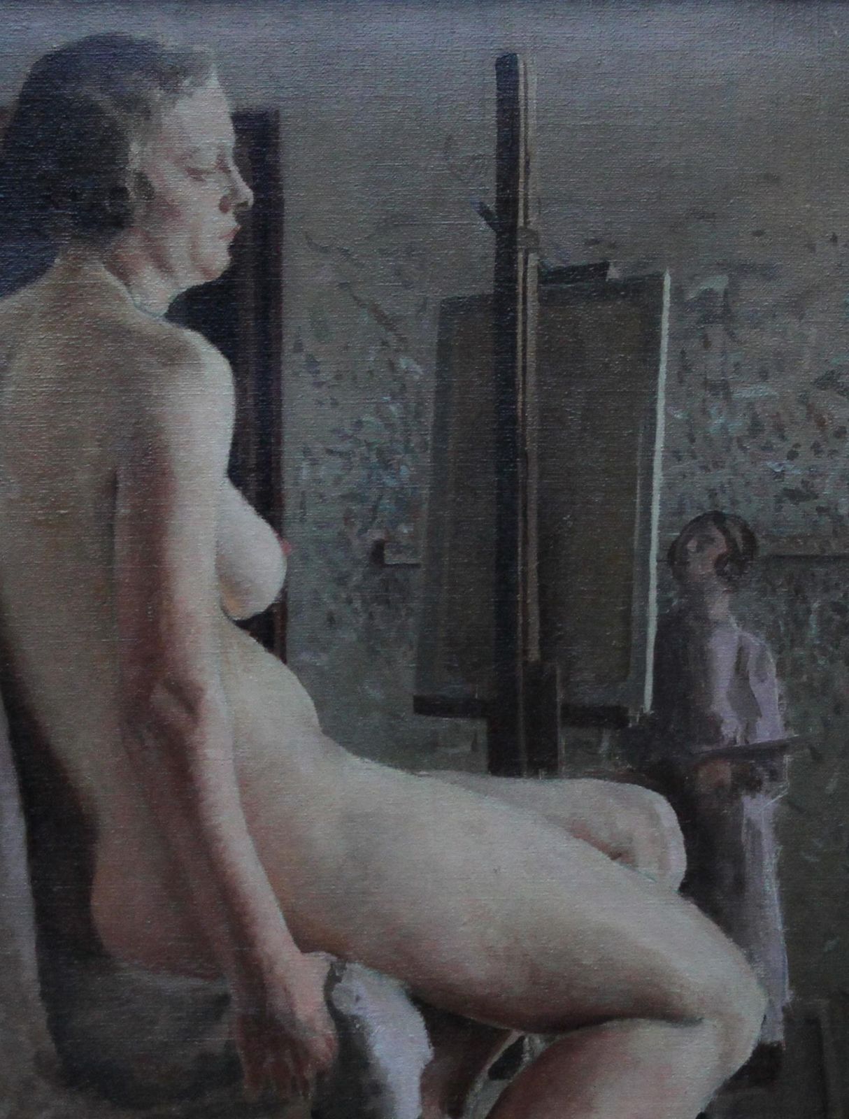 E.A. Jaynude In Life Class With Green Shoes   British 40's Slade School Art Oil Paintingcirca 1940 photo Art