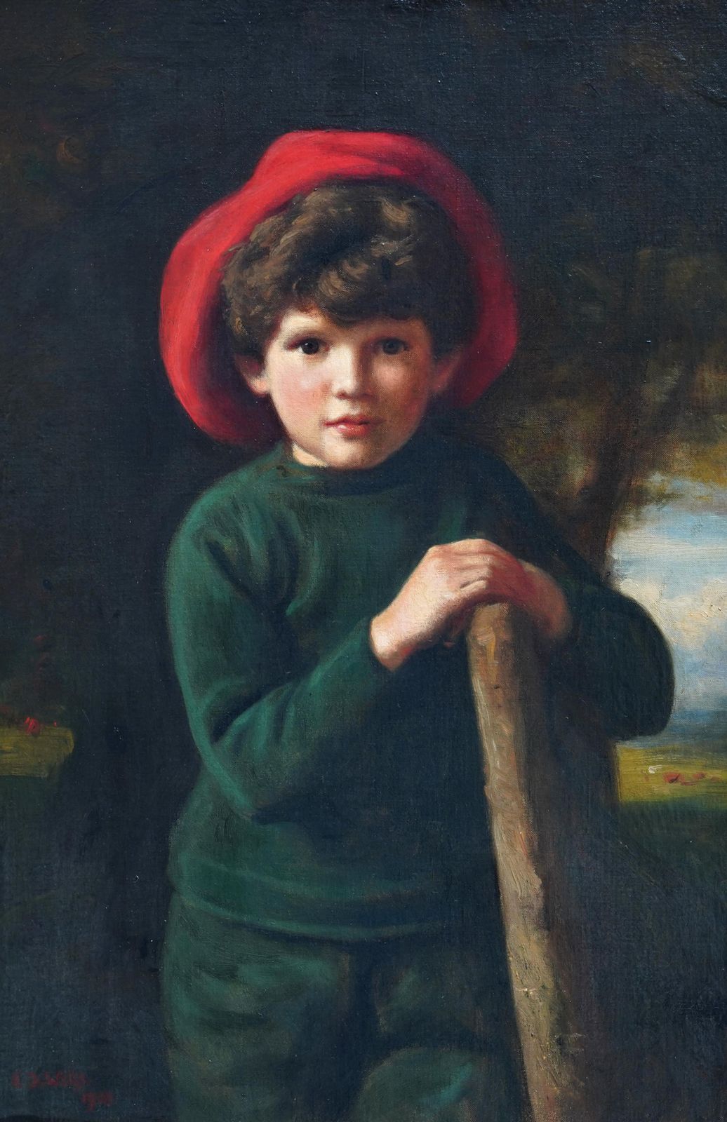 Edward Francis Wellsportrait Of Brian De Lolme Bullock   British Edwardian Art Oil Painting1908 photo furniture