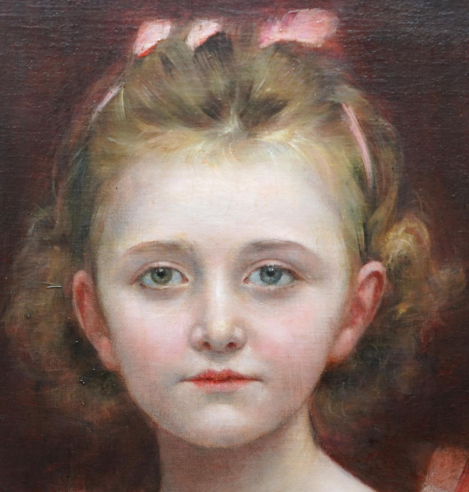 Georges Van Den Bosportrait Of A Young Girl In Peach Dress   Edwardian Art Oil Paintingcirca 1905 photo vinterior