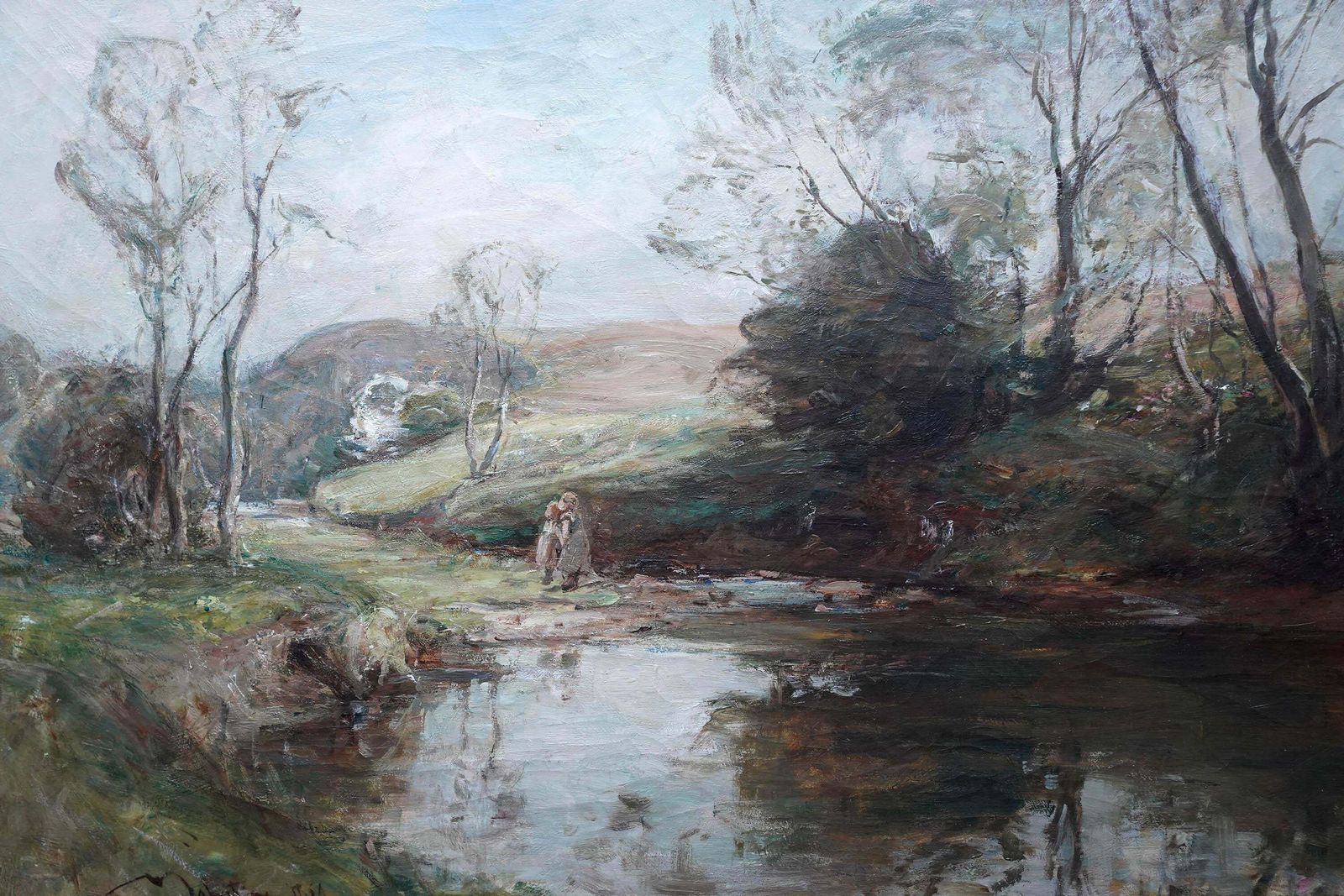 George Whitton Johnstonea Shady Pool   Scottish Edwardian Impressionist Art Landscape Oil Painting1901 photo for sale