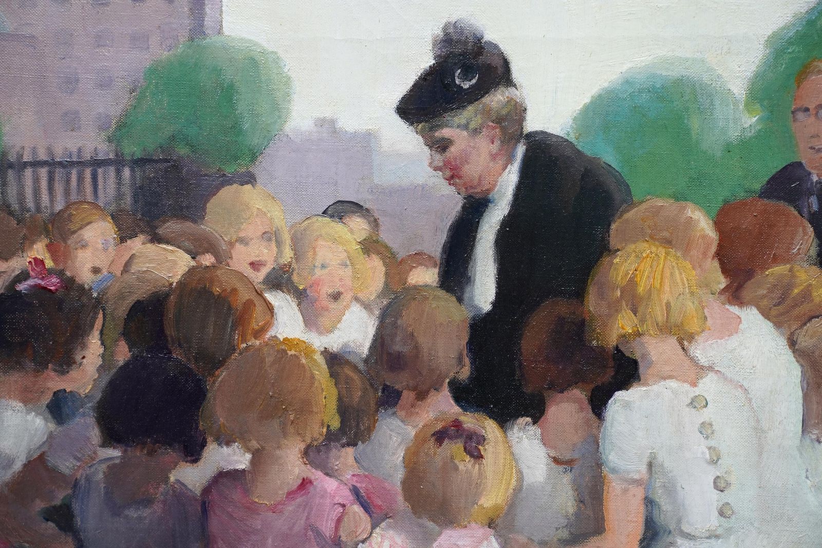 Gerald Spencer Prysequeen Mary Greeting School Children   British 1910 Royalty Portrait Oil Paintingcirca 1910 photo Art