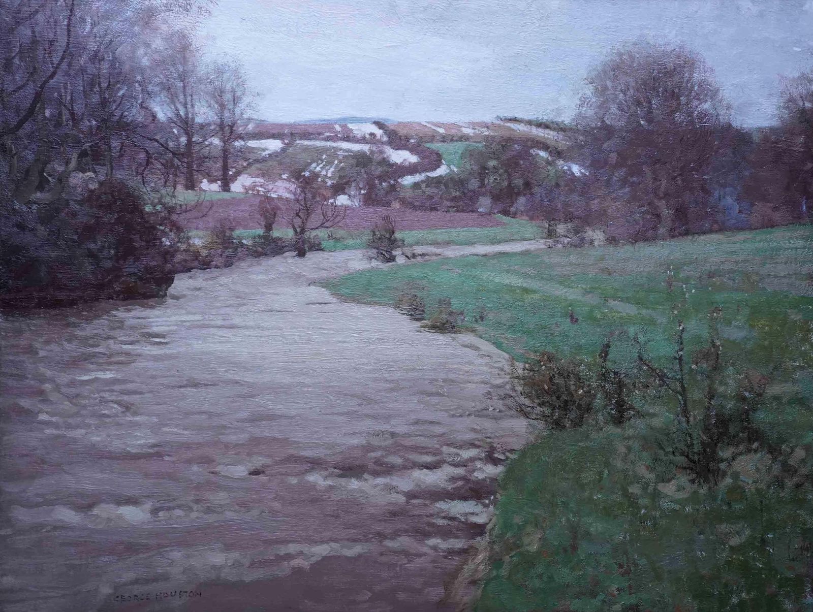 George Houstonspring, River Ayr   Scottish Impressionist Art Landscape Oil Painting Scotlandcirca 1920 photo furniture