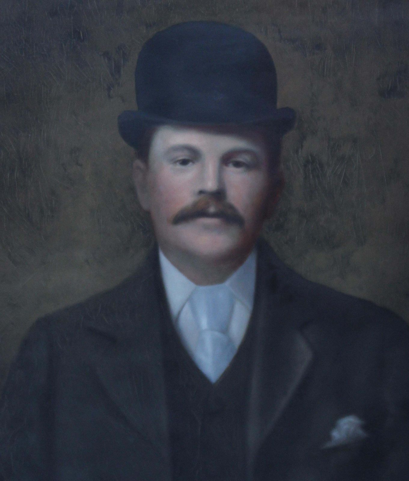 Unknownportrait Of A Gentleman In A Bowler Hat   British Late 19th Century Artcirca 1880 photo for sale