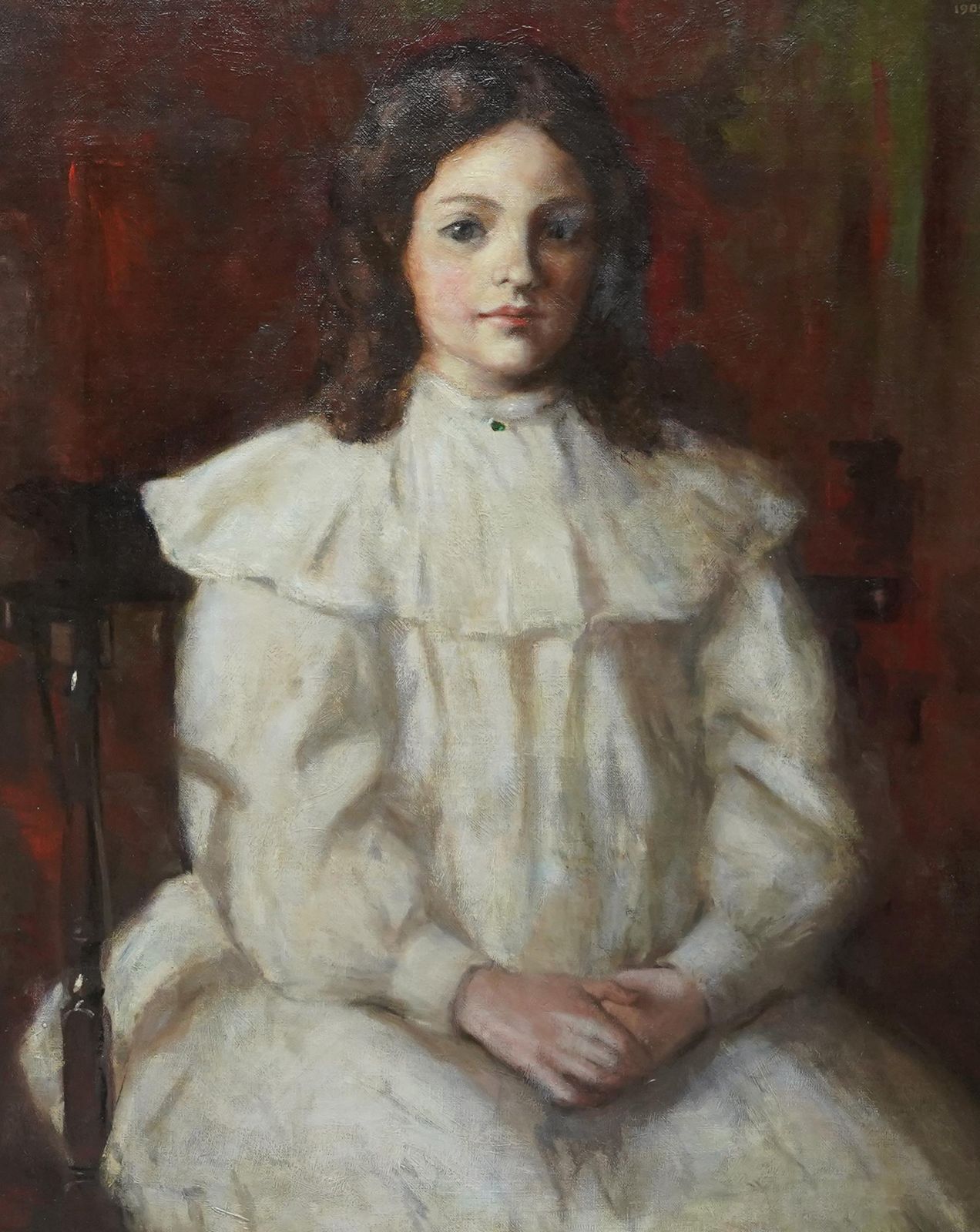 William Alexander Cuthbertsonedwardian Portrait Of A Young Girl   Scottish 1909 Art Portrait Oil Painting1909 photo for sale