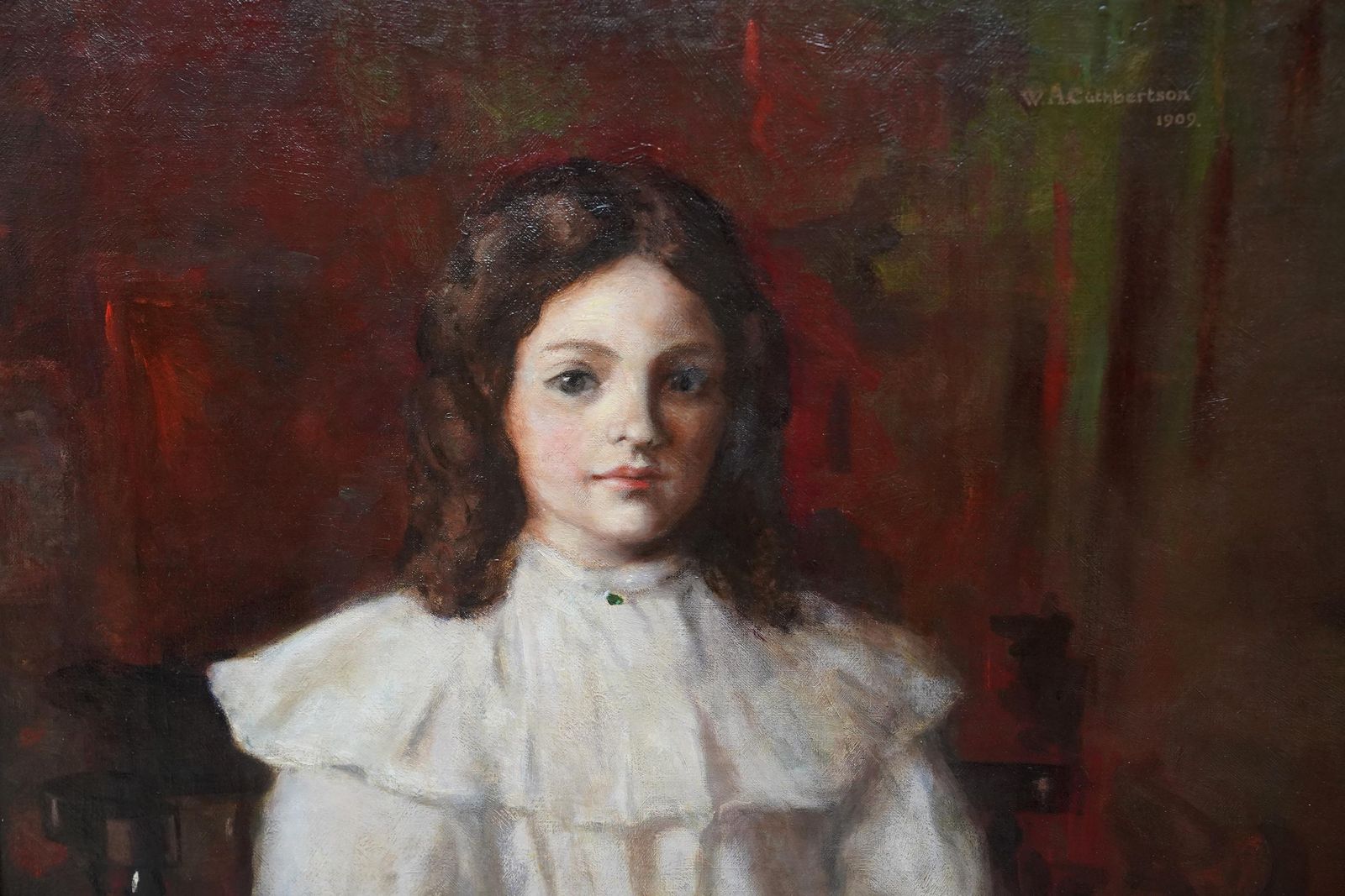 William Alexander Cuthbertsonedwardian Portrait Of A Young Girl   Scottish 1909 Art Portrait Oil Painting1909 photo vinterior