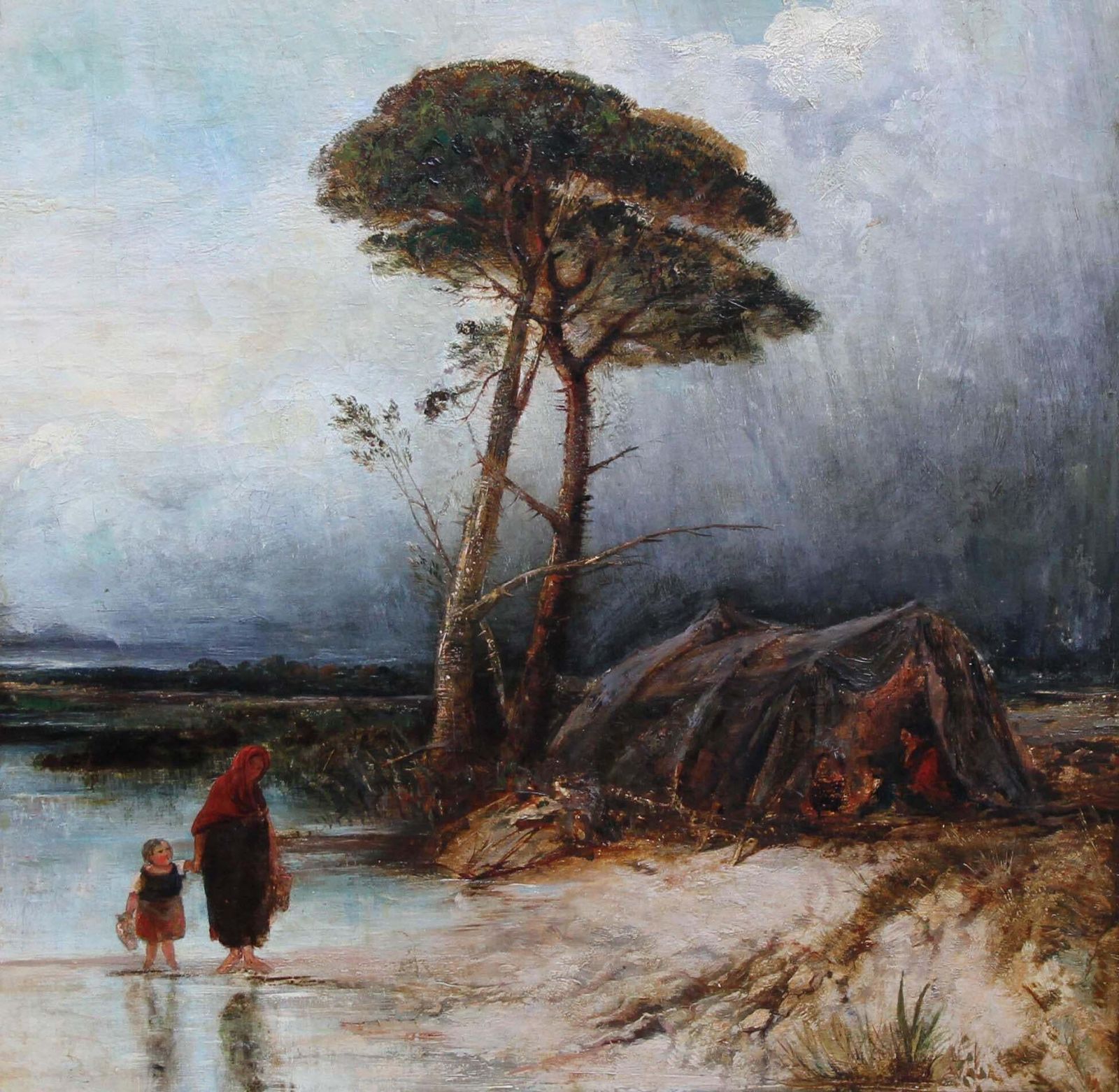 (Circle Of) David Coxrainy Landscape   Impressionist Victorian Art Oil Painting Famous Weather Artistcirca 1850 photo for sale