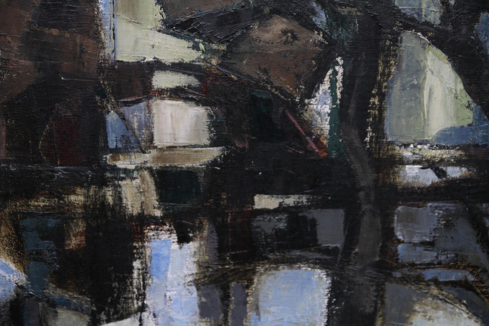 Helen Halewaterfront   British 1960's Art Abstract Expressionist Exhibited Oil Paintingcirca 1960 photo 4846.0
