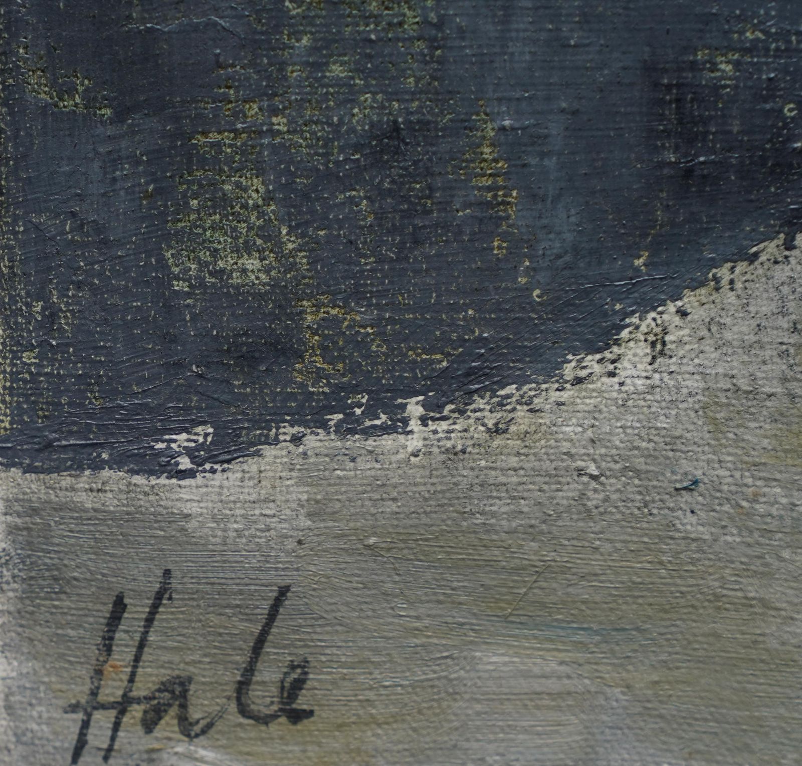 photo furniture Helen Halewaterfront   British 1960's Art Abstract Expressionist Exhibited Oil Paintingcirca 1960