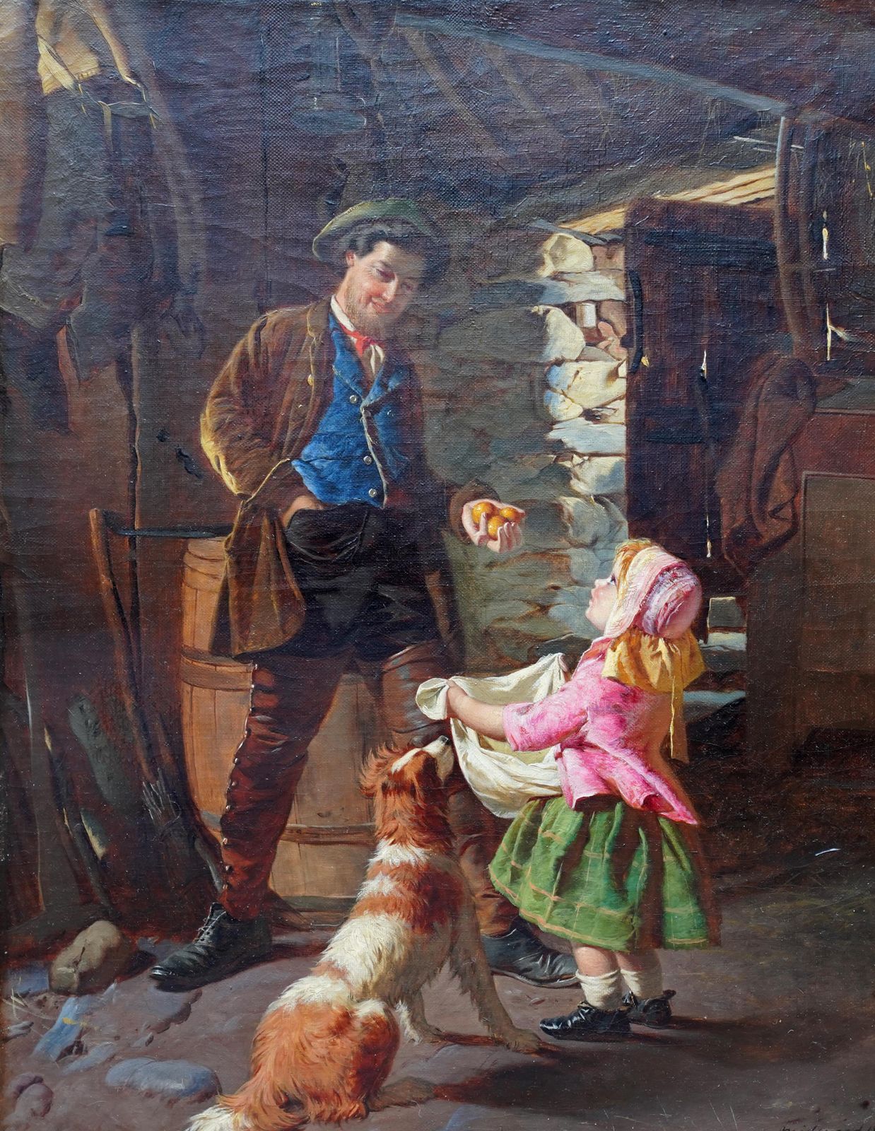 photo for sale William Henry Midwoodportrait Of A Farmer Daughter And Dog   British 19th Century Genre Oil Paintingcirca 1870