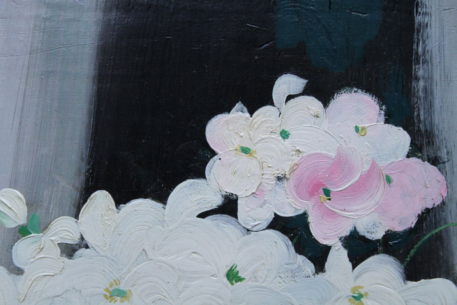 James Stuart Parkhydrangea With Fan   Scottish Art 19thc Glasgow Boy Artist Floral Oil Paintingcirca 1900 photo vintage