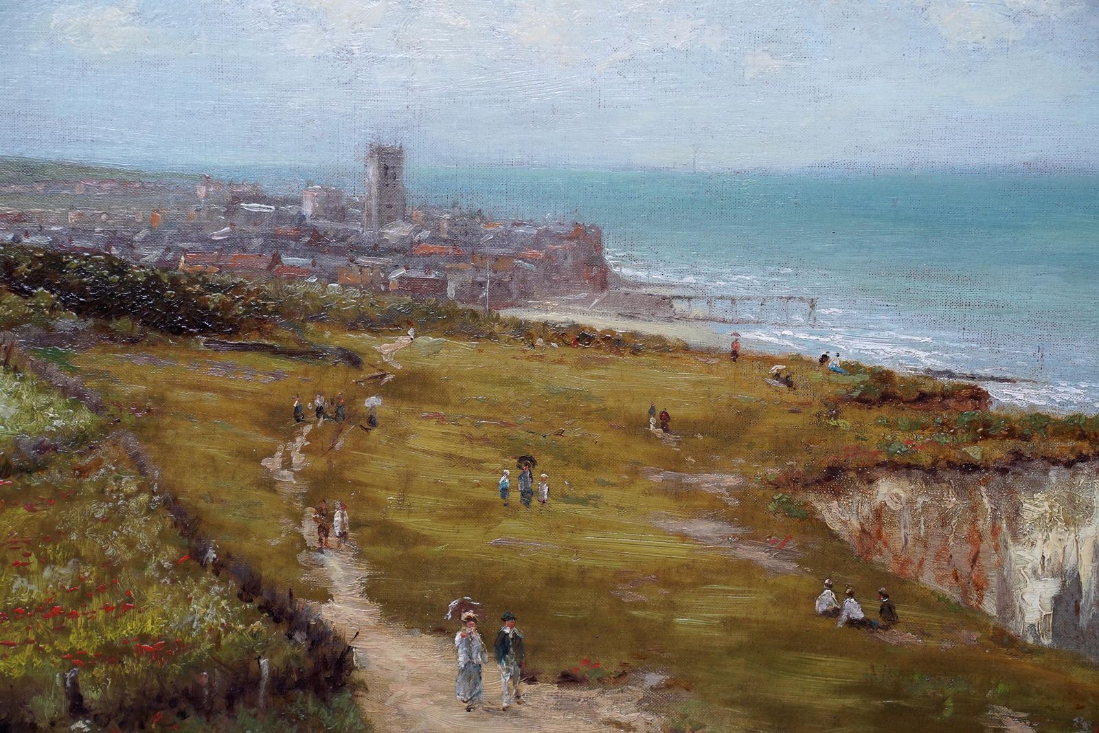Robert Finlay Mcintyrecromer Coastal Landscape From Cliffs   British 19th Century Art Oil Paintingcira 1880 photo Art