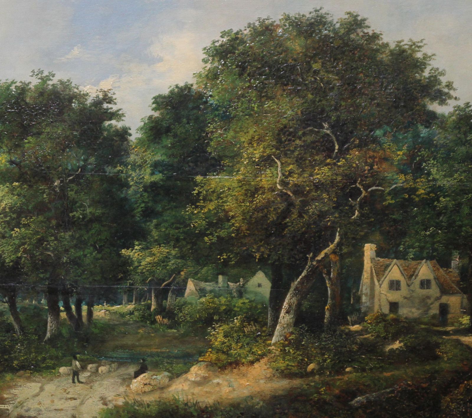 William Henry Cromelandscape With Cottages And Sheep   British Victorian 1850's Art Oil Paintingcirca 1850 photo for sale