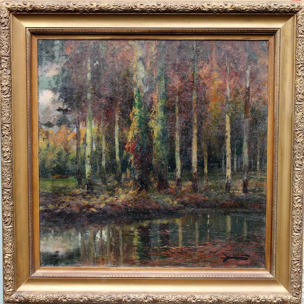 Antonio Ross Y Guellspanish Wooded Landscape Tardor Breda   1920's Impressionist Art Oil Painting Circa 1920