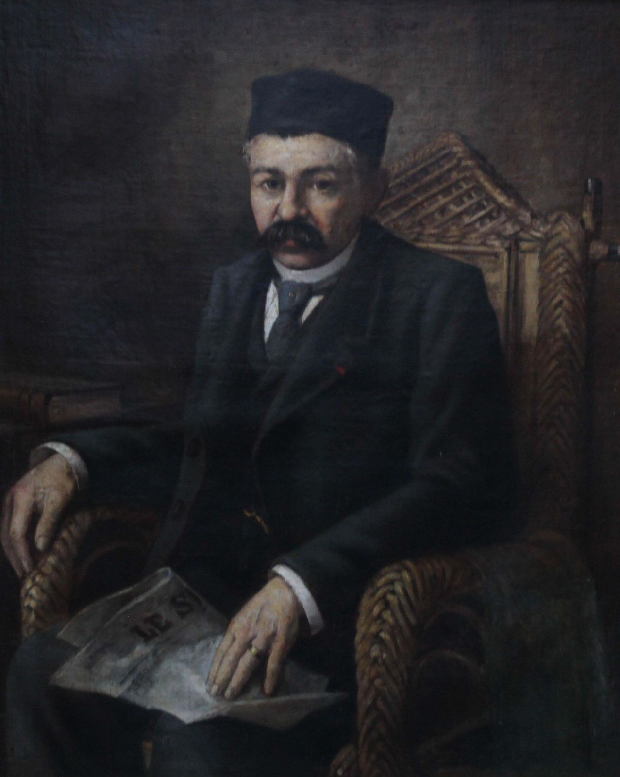 photo furniture Unknownman Reading Newspaper   Orientalist Art 19th Century Portrait Oil Paintingcirca 1890