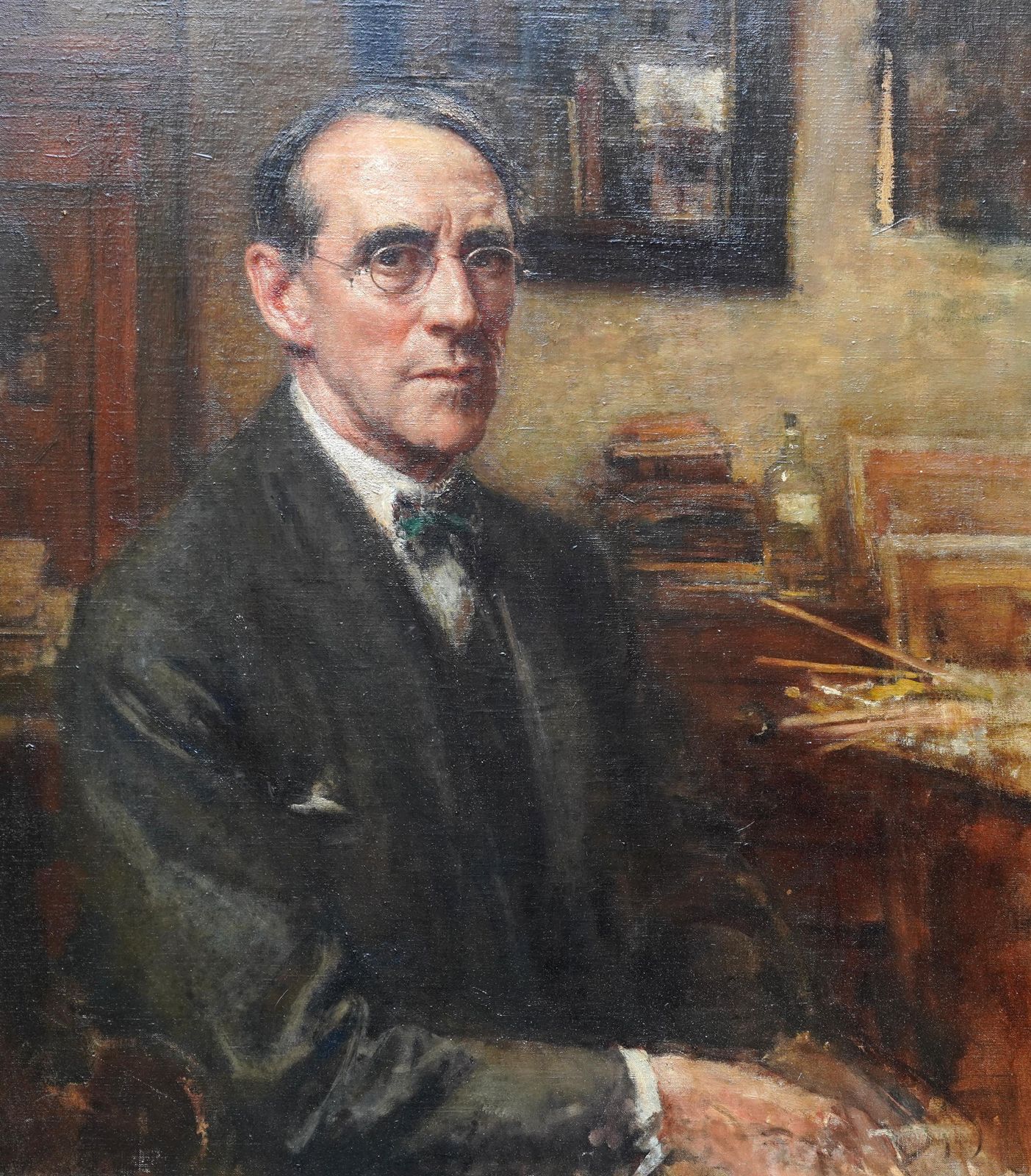 5611.0 Walter Westley Russellself Portrait Of The Artist In Studio   British 1920's Art Oil Paintingcirca 1920 photo
