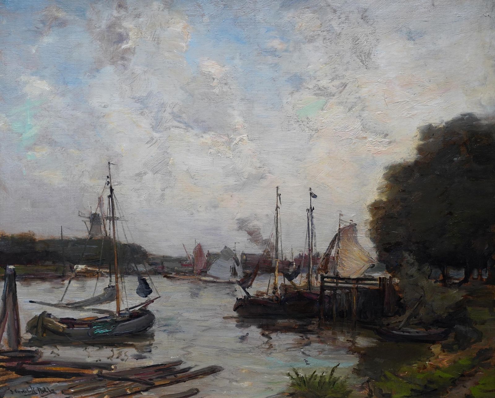 5611.0 James Campbell Nobleharbour Seascape   Scottish Edwardian Impressionist Art Marine Oil Paintingcirca 1910 photo