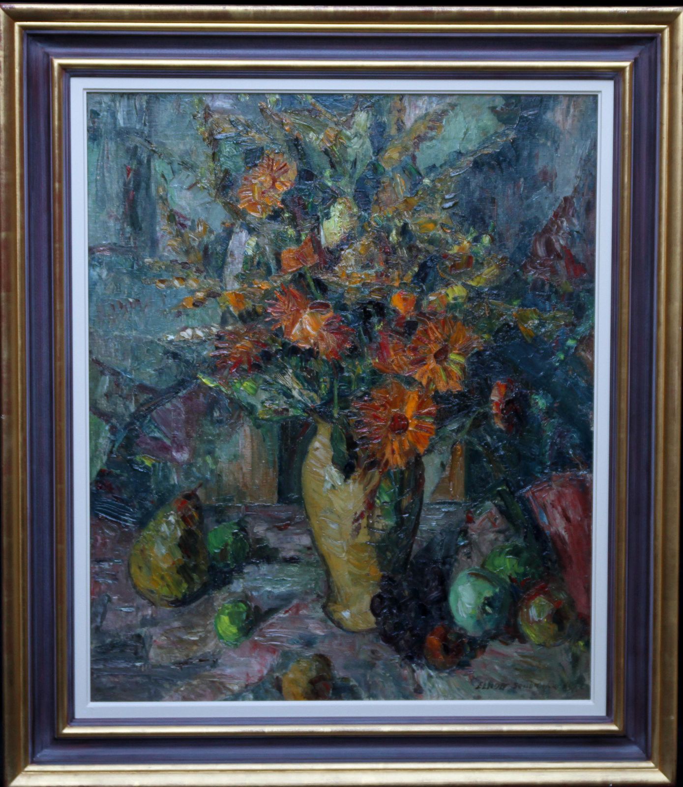 Art Elliott Seabrookefloral Bouquet   Post Impressionist 20's British Art Cezanne Style Oil Painting Circa 1925 photo