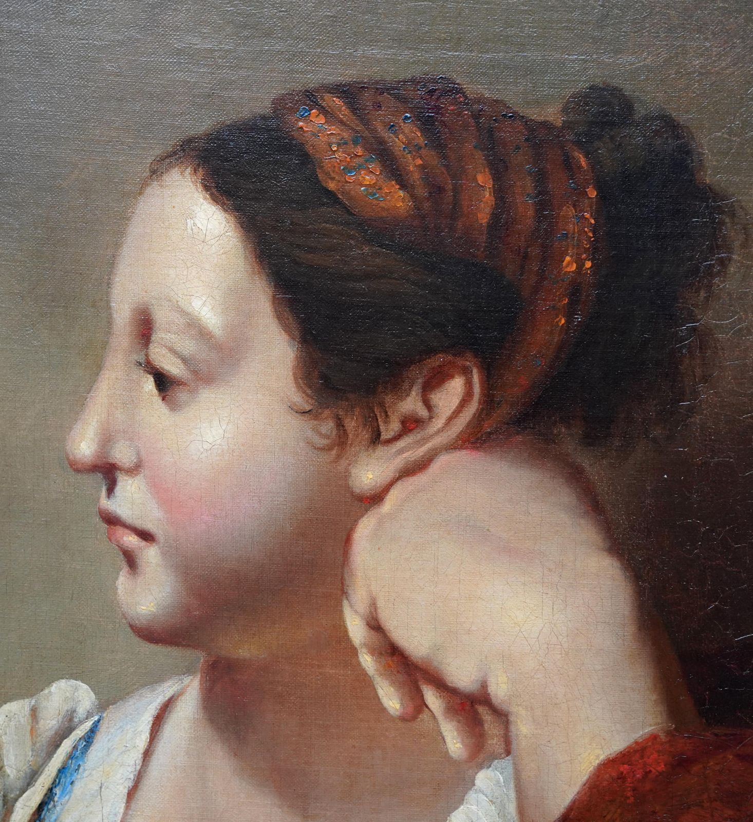 Jean Auguste Dominique Ingres (Circle)portrait Of A Woman In A Red Dress   French Old Master Art Oil Paintingcirca 1810 photo Art