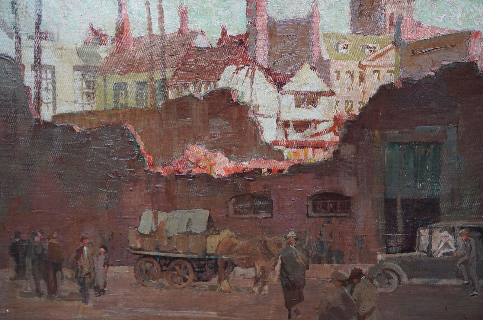 Edwin Glasgowtown Landscape With Figures   British 1930's Post Impressionist Oil Painting Art1936 photo 4591.0