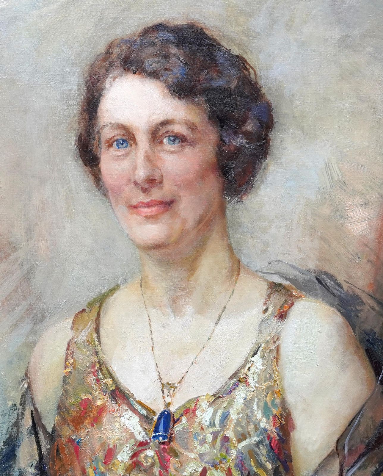 Elsie Marchportrait Of A Lady With Pendant   British Art Deco 30's Portrait Oil Painting1933 photo 5611.0