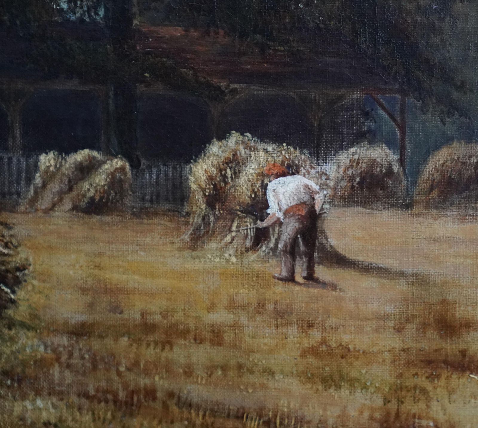 Harvest Landscape   British 19th Century Art Victorian Landscape Oil Painting1883 photo vintage