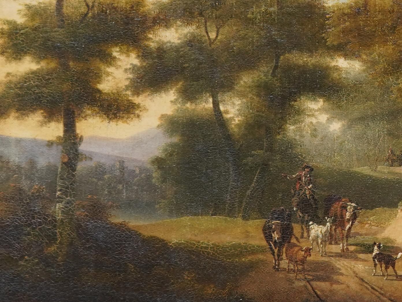 Philippe Budelotfigures And Cattle On Woodland Path   French Figurative Landscape Oil Paintingcirca 1800 photo buy