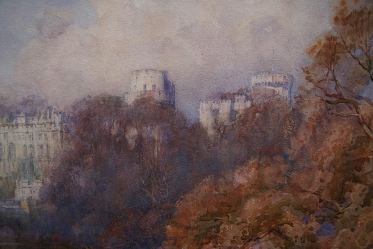photo vinterior Henry Charles Brewerwarwick Castle   British Art Early 20th Century Painting River Landscape Autumn1917