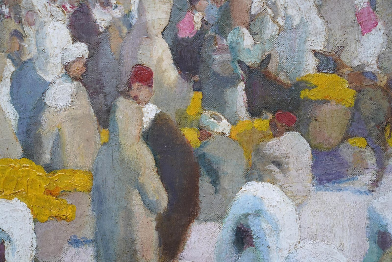 photo furniture Gerald Spencer Prysetangiers Lemon Market   British 1920's Oriental Figural Art Oil Painting Circa 1925
