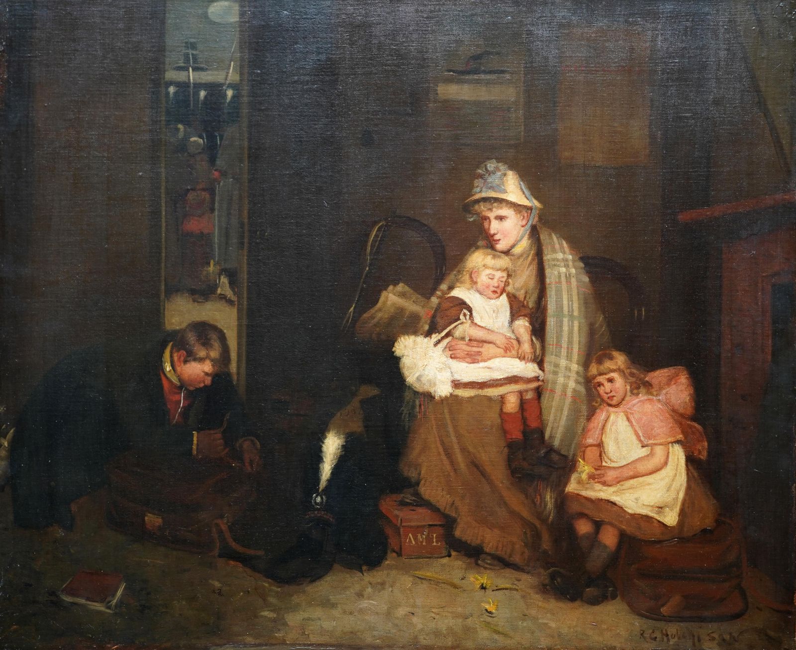 Robert Gemmell Hutchisonthe Soldier's Farewell   Scottish Victorian Art Interior Portrait Oil Paintingcirca 1890 photo for sale