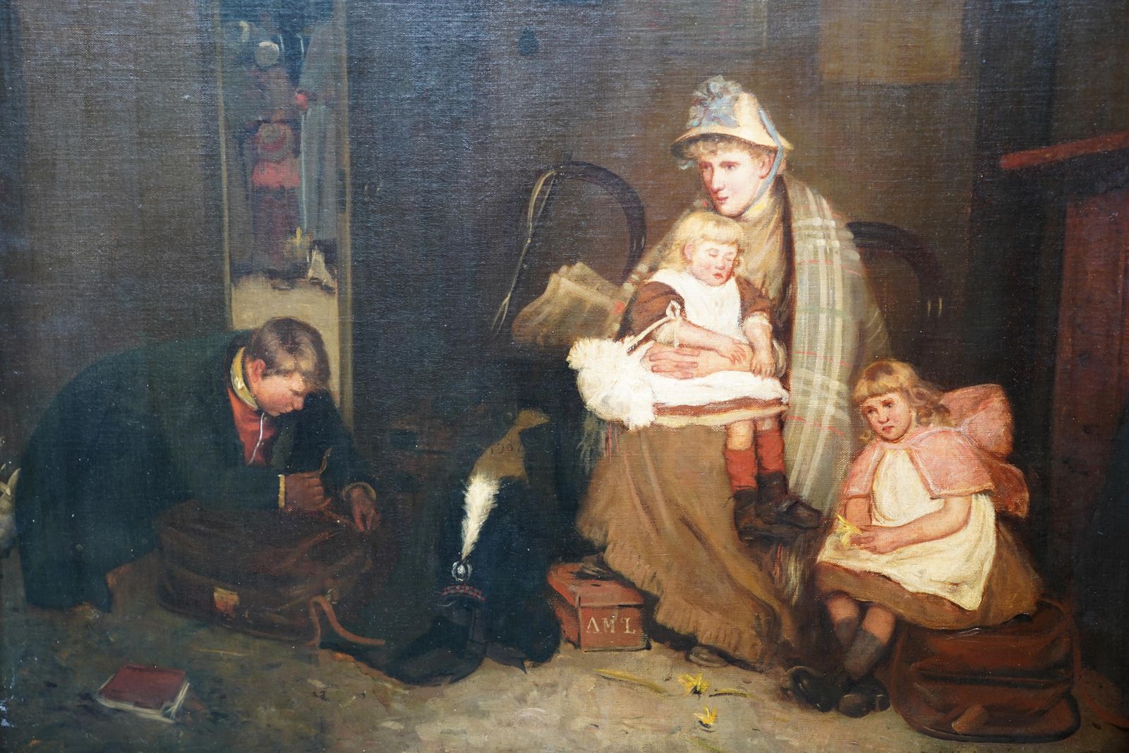Robert Gemmell Hutchisonthe Soldier's Farewell   Scottish Victorian Art Interior Portrait Oil Paintingcirca 1890 photo vinterior