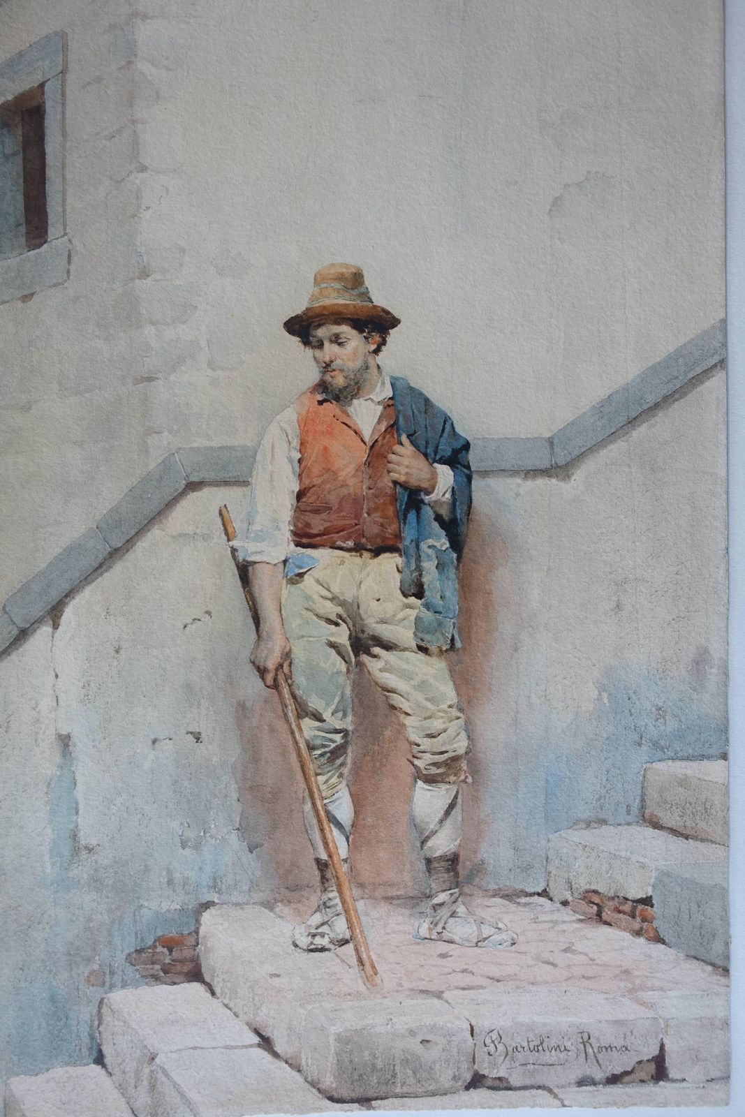 Federico Bartoliniportrait Of An Italian Peasant    Victorian Art Watercolour Painting 1890 photo furniture