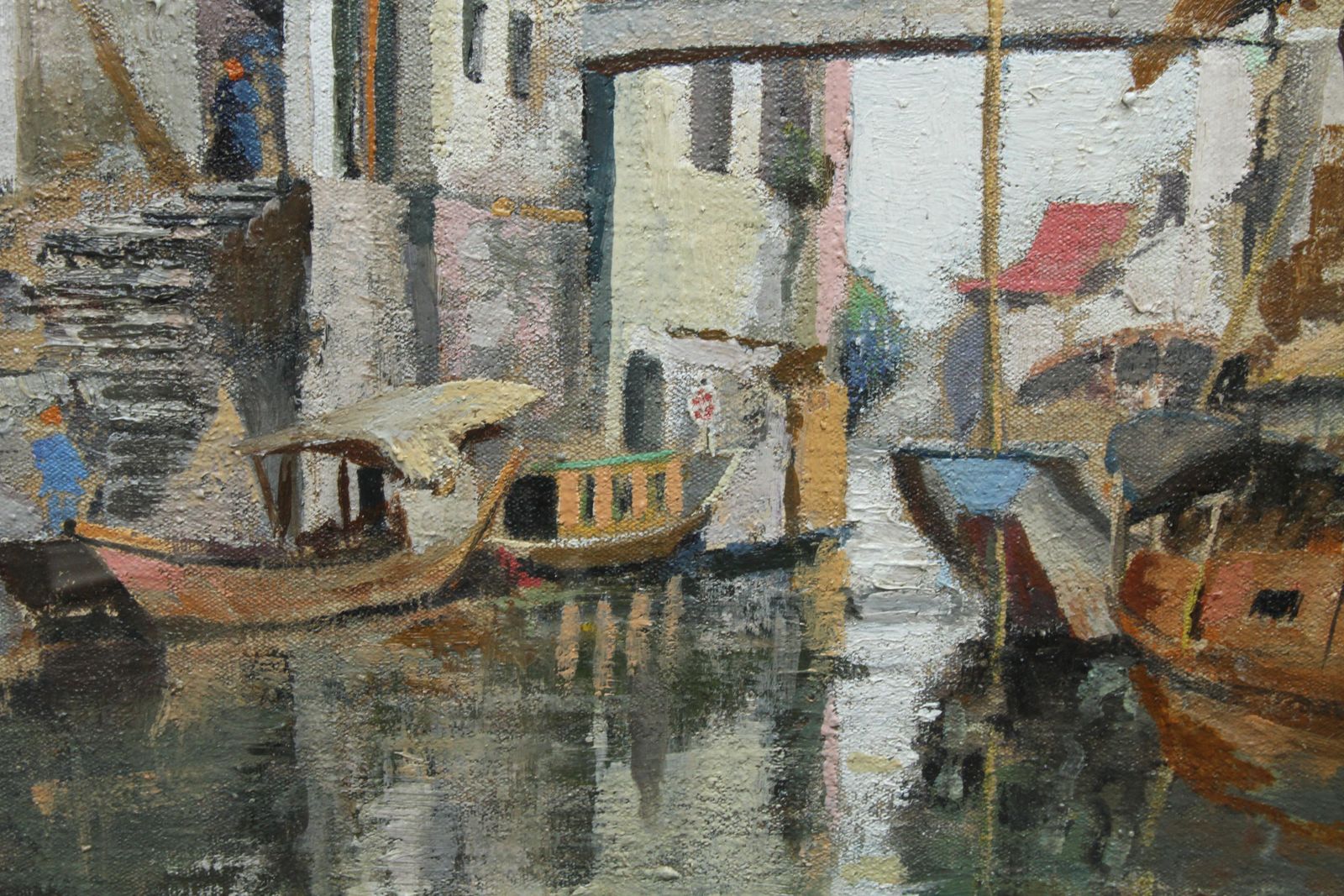 photo furniture Robert Cecil Robertsonsoochow/Suzchou China   Scottish 20's Impressionist Art Oil Painting Canal Chinacirca 1922