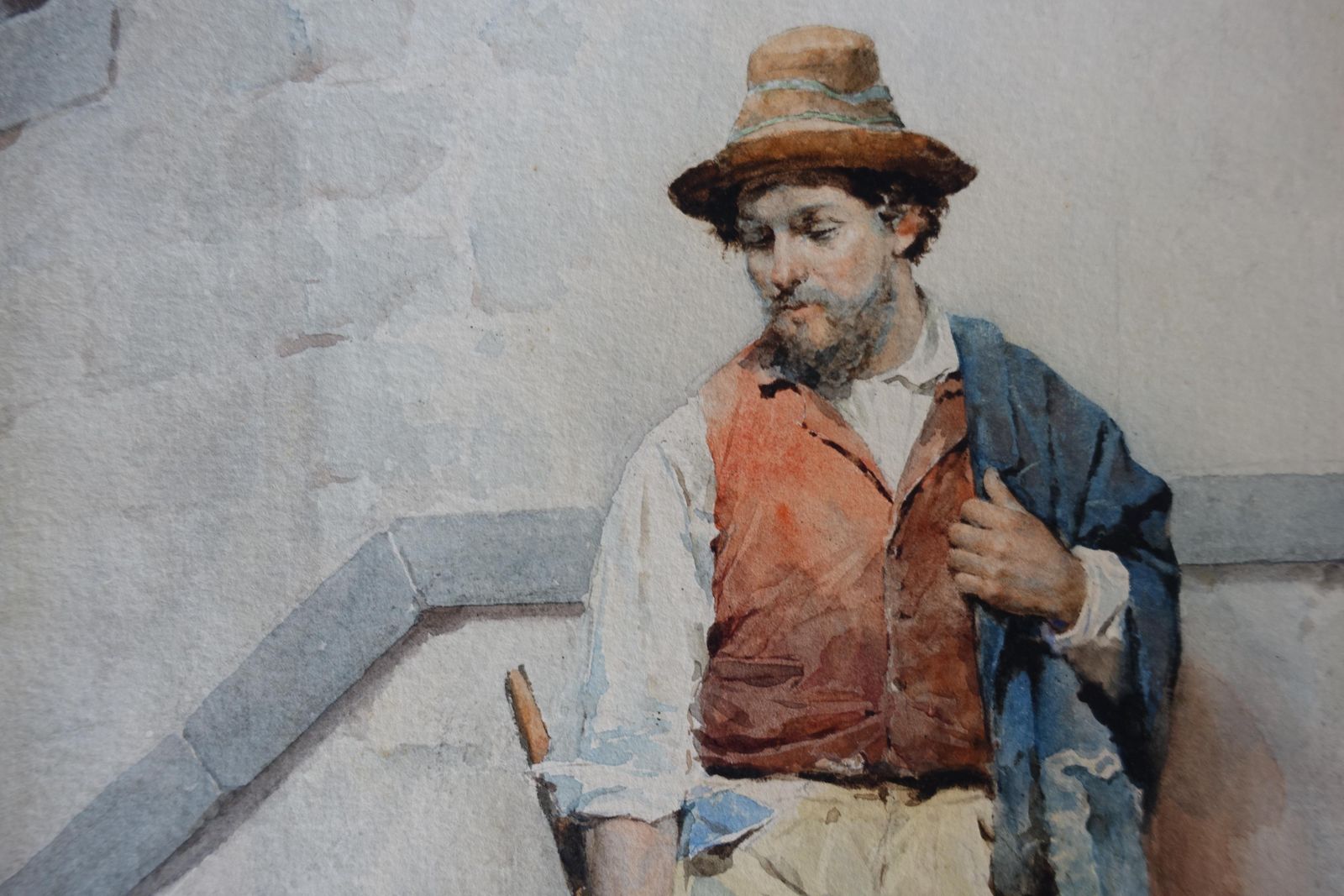 Federico Bartoliniportrait Of An Italian Peasant    Victorian Art Watercolour Painting 1890 photo 4285.0