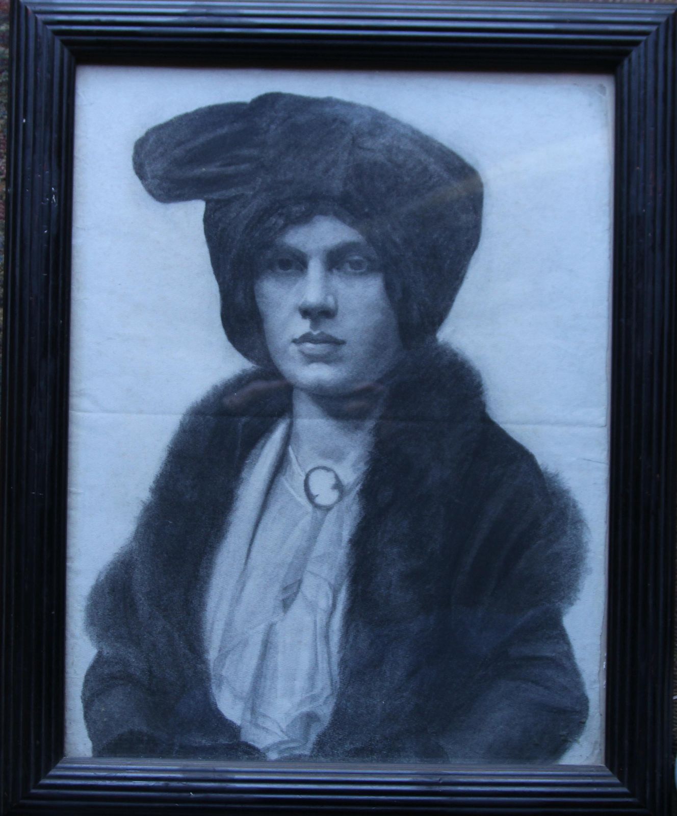 photo furniture Unknownportrait Of A Lady    Scottish Art Early 20thc Drawing Society Woman Hat Cameo Circa 1910
