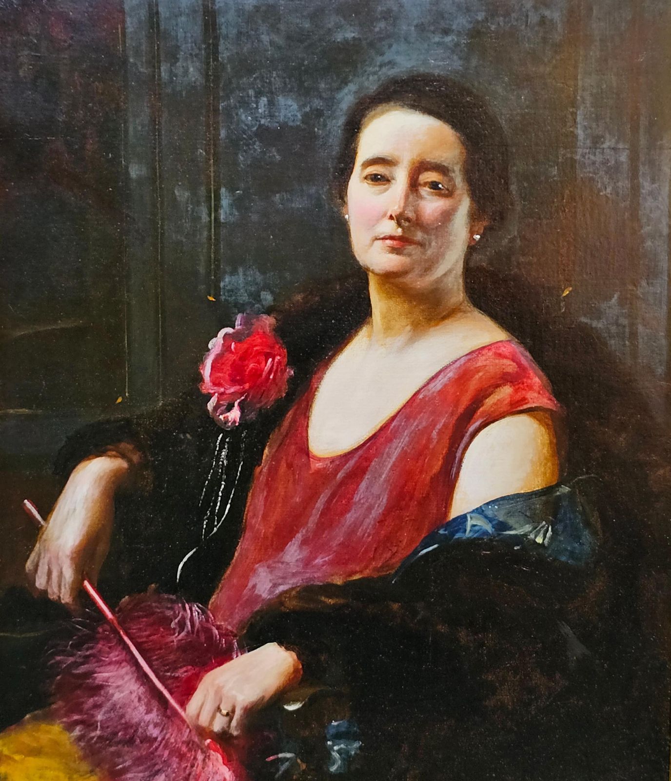 photo for sale Portrait Of An Edwardian Lady   British American Art Portrait Oil Paintingcirca 1910