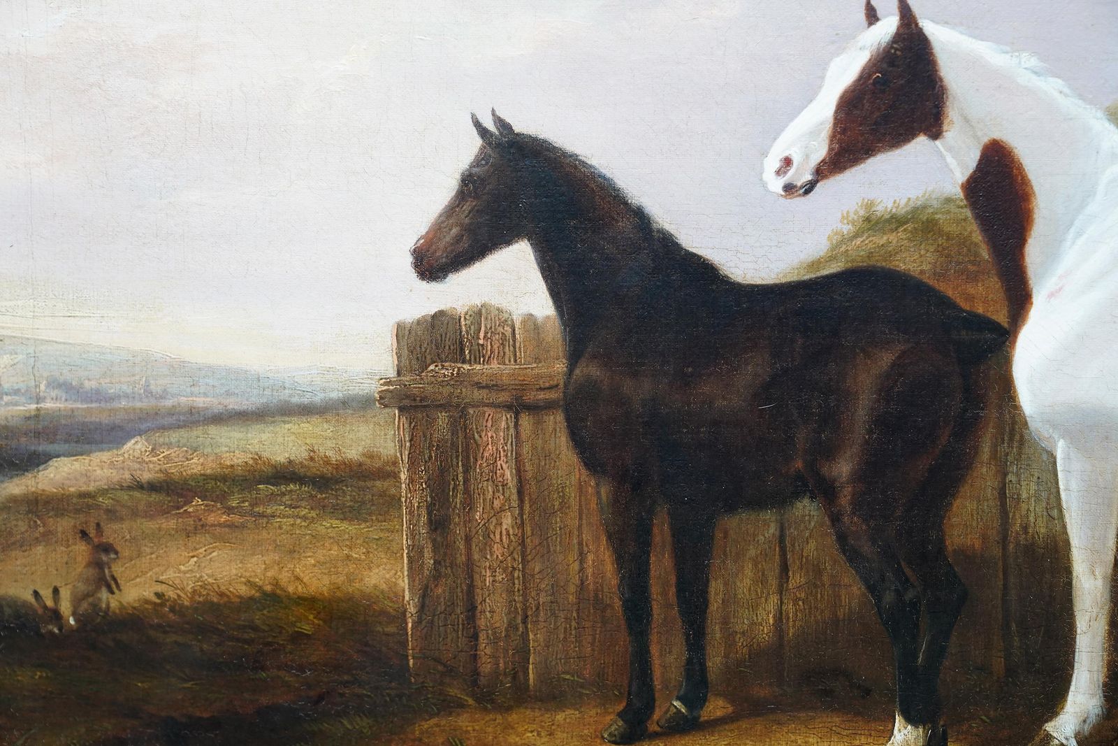 Portrait Of Two Horses In A Landscape   British 19thc Equine Art Oil Painting1840 photo 7122.0