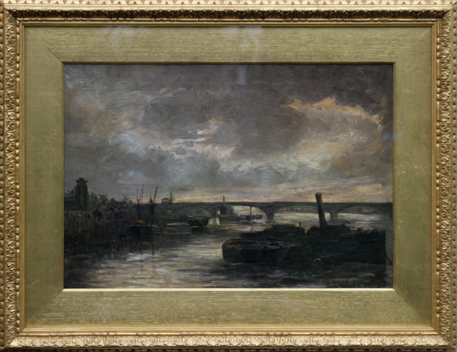 Philip F. Walkerthames At Battersea   British Impressionist Art Victorian London Oil Painting 1887 photo vintage